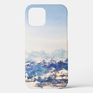 Oil painting on canvas View of of snowy Alp mounta iPhone 12 Case