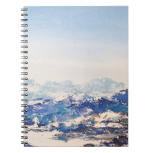 Oil painting on canvas View of of snowy Alp mounta Notebook