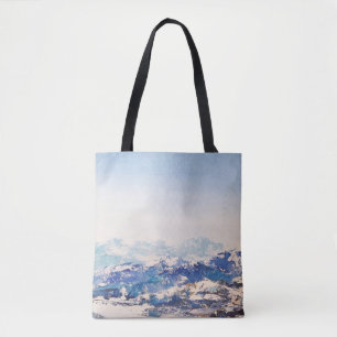 Oil painting on canvas View of of snowy Alp mounta Tote Bag