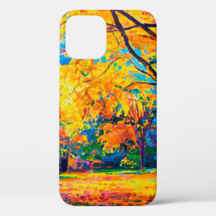  oil painting on canvas. Yellow trees. Modern art. iPhone 12 Case