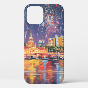 Oil painting on the canvas of the seaport of Sochi iPhone 12 Case