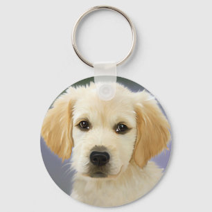 Oil Painting Portrait Of Labrador Retriever Puppy Key Ring