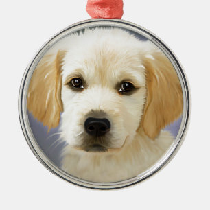 Oil Painting Portrait Of Labrador Retriever Puppy Metal Ornament