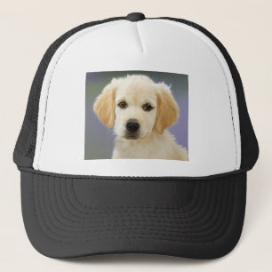 Oil Painting Portrait Of Labrador Retriever Puppy Trucker Hat