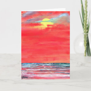 oil painting seascape beach art greeting card