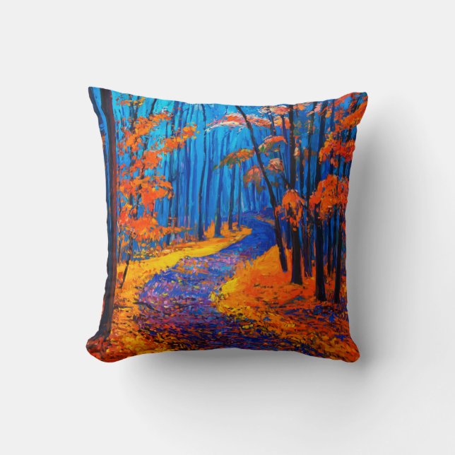  oil painting showing beautiful Autumn forest on c Cushion (Front)