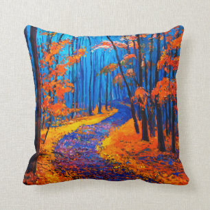  oil painting showing beautiful Autumn forest on c Cushion