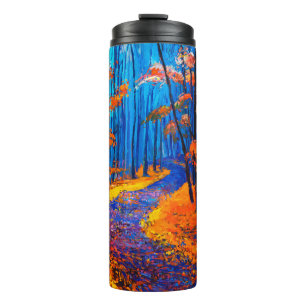 oil painting showing beautiful Autumn forest on c Thermal Tumbler