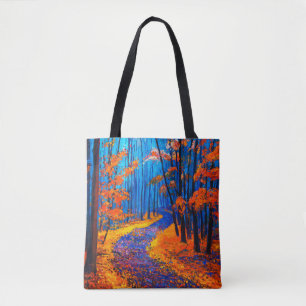 oil painting showing beautiful Autumn forest on c Tote Bag