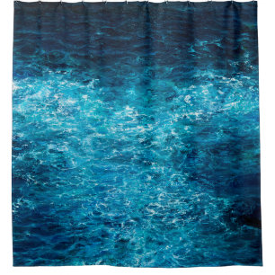 oil painting showing waves in ocean or sea on can shower curtain