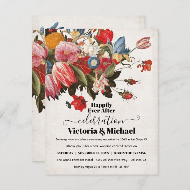 Oil Painting Still Life Floral Post wedding RSVP (Front/Back)