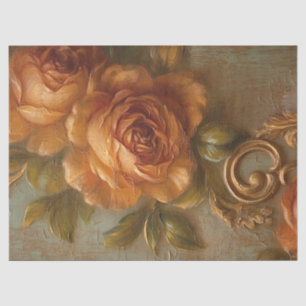 Oil painting terracotta copper roses gold ornament tissue paper