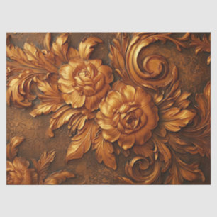 Oil painting terracotta copper roses gold ornament tissue paper