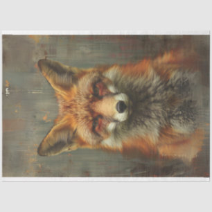 Oil painting textured of fox decoupage tissue paper