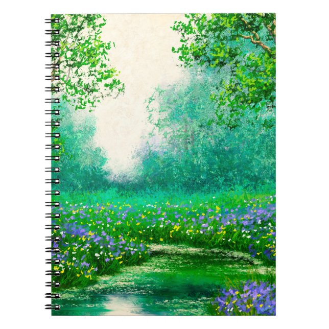 Oil paintings landscape, spring, tree in the fores notebook (Front)