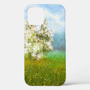 Oil paintings rural landscape, flowers in the fiel iPhone 12 case