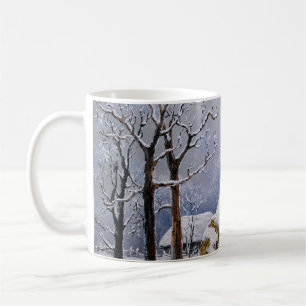 Oil paintings rural landscape. Winter. Old village Coffee Mug