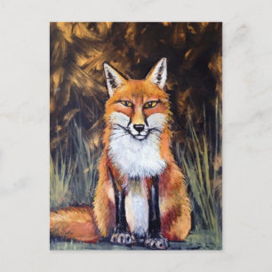 Oil Pastel fox Postcard