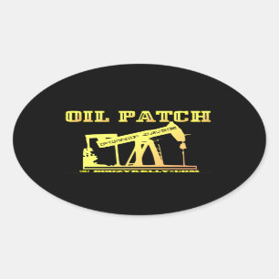 Oil Patch,Pump Jack,Oil Field,Nodding Donkey Oval Sticker