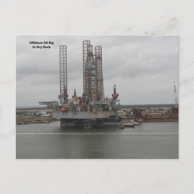 Oil Platform Drydock in Galveston, TX Postcard (Front)