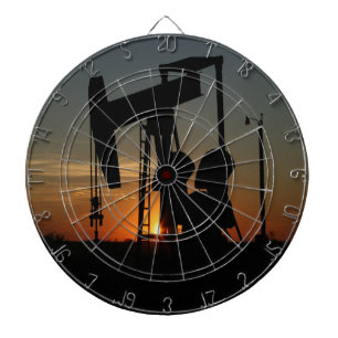 Oil Pump Jack At Sunset Dartboard