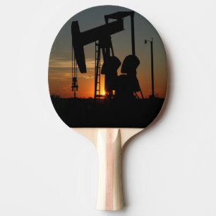 Oil Pump Jack At Sunset Ping Pong Paddle