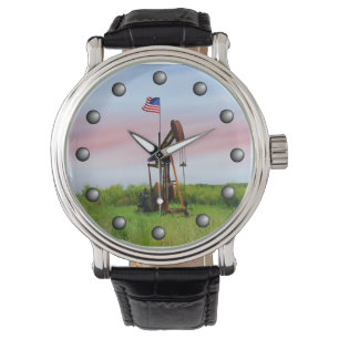 Oil Pump With American Flag Watch