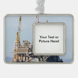 Oil Rig Silver Plated Framed Ornament