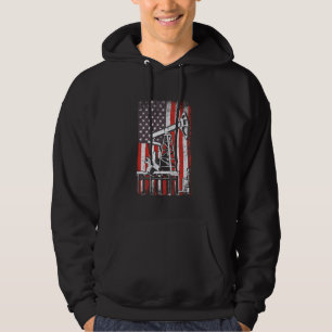 Oil Rig USA American Flag Landman Oilfield Worker Hoodie