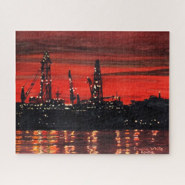 Oil Rigs at Night 520pc Puzzle (Horizontal)