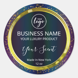 Oil Slick Coloured Gold Glitter Product Labels