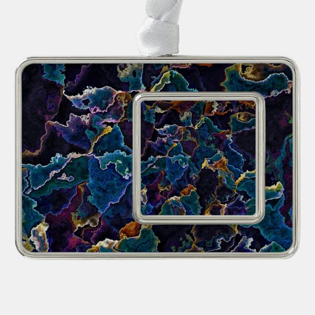 Oil Slick  Silver Plated Framed Ornament (Front)