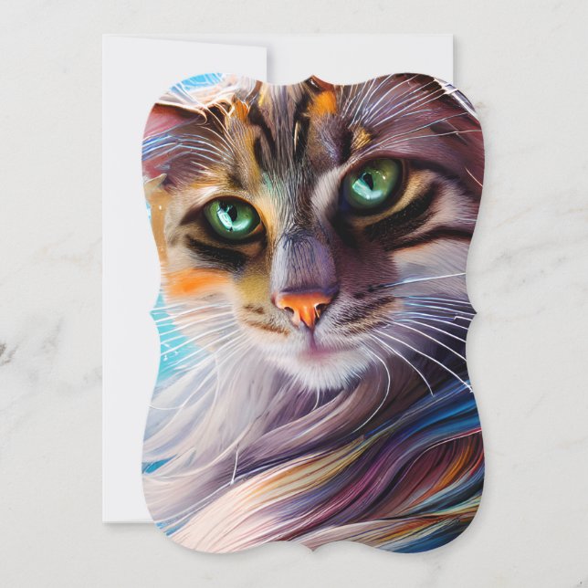 Oil Stained Cat Portrait  Card (Front)