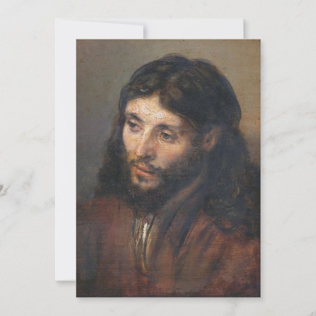 Oil Study of Christ by Rembrandt Holiday Card (Front)