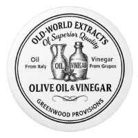 Oil Vinegar Label Vintage Typography Ceramic Knob
