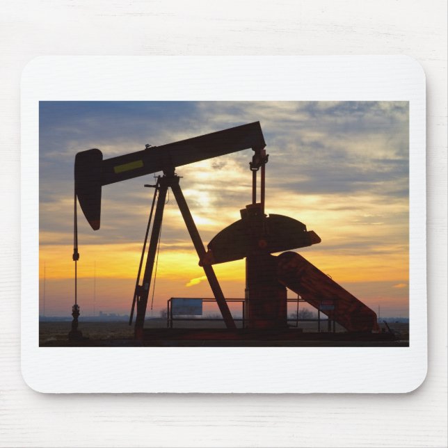 Oil Well Pump Jack Sunrise Mouse Pad (Front)