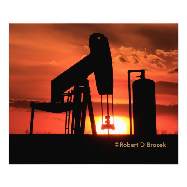 Oil Well Pump Sunset Silhouette Photo Enlargement (Front)