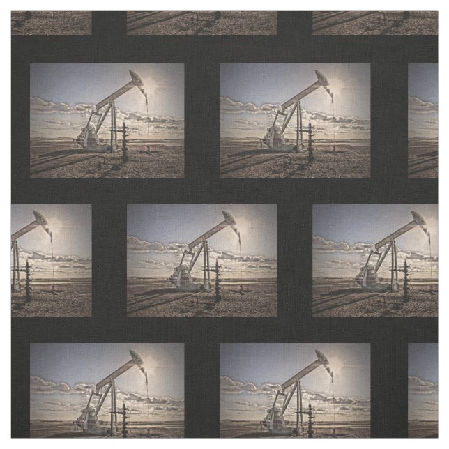 Oil Well Pumping Unit at Sunset Fabric (Swatch)