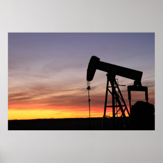 Oilfield At Sunrise Poster