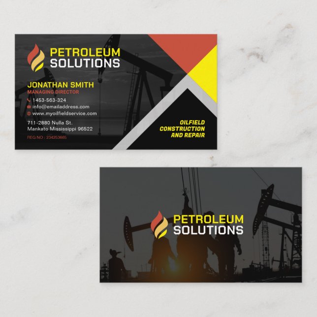 Oilfield, Oil and gas, Oil Rig, Well, Construction Business Card (Front/Back)