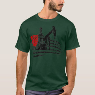 Oilfield Patriot  US Flag Oil Drilling Rig T-Shirt