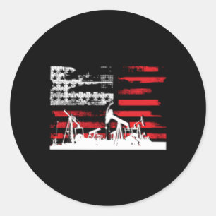 Oilfield Patriotic Flag With Oil Pumg Rig Classic Round Sticker