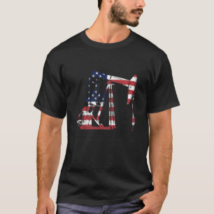 Oilfield Rig USA American Flag Oil Field Refinery  T-Shirt