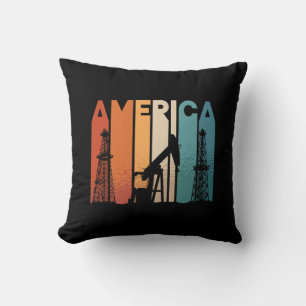 Oilfield Worker America Retro Oil Rig Worker Cushion