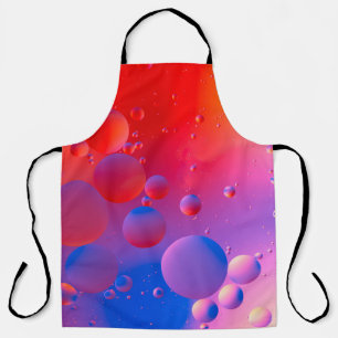 oily drops in water with colorful background, clos apron