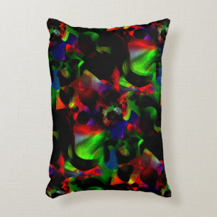 Oily green and red stains with dark parts decorative cushion