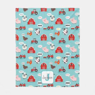 Oink Baa Moo Farm Animal Cute Kids Fleece Blanket