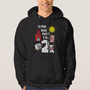 Oink Baa Moo I'm Two 2 Kids Toddler Farmer 2nd Bir Hoodie