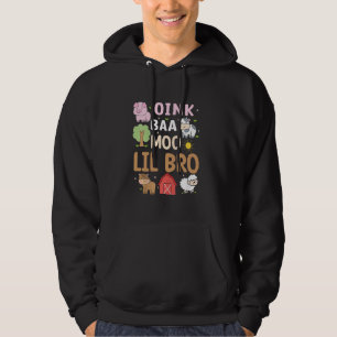 Oink Baa Moo Lil Bro Barnyard Farm 2nd Birthday Bo Hoodie