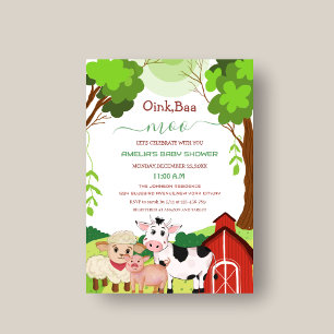 oink baa moo little animal baby shower Invitation